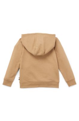 Kids-Hoodie aus Baumwoll-Mix mit Logo-Print, Braun