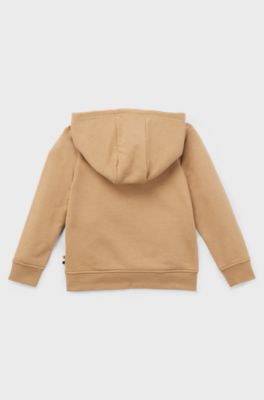 Kids' cotton-blend hoodie with logo print, Brown