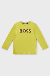 Kids' long-sleeved T-shirt in cotton with logo print, Green