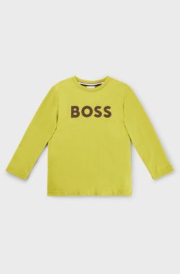 Kids' long-sleeved T-shirt in cotton with logo print, Green