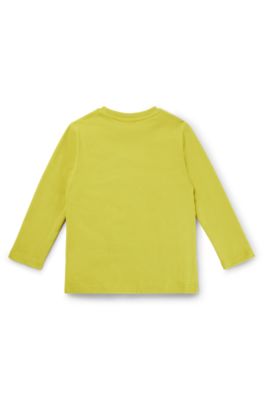 Maglia a maniche lunghe per bambini in cotone con logo stampato, Verde