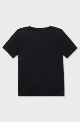 Kids' slim-fit T-shirt in cotton with logo artwork, Black