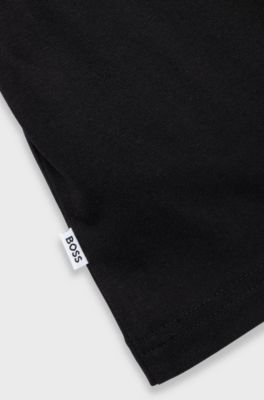 Kids' slim-fit T-shirt in cotton with logo artwork, Black