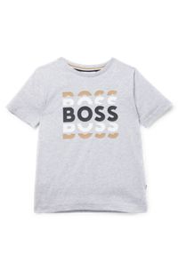 Kids' slim-fit T-shirt in cotton with logo artwork, Light Grey