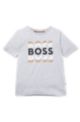 Kids' slim-fit T-shirt in cotton with logo artwork, Light Grey