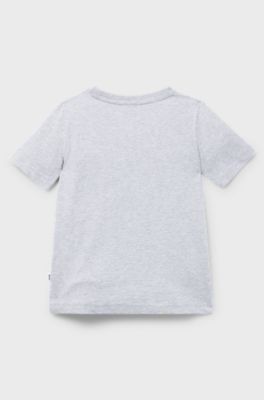 Kids' slim-fit T-shirt in cotton with logo artwork, Light Grey