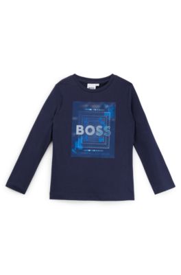 BOSS - Kids' slim-fit long-sleeved T-shirt with hologram print