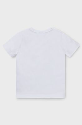 Kids' slim-fit cotton T-shirt with signature-stripe print, White