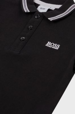 Kids' polo shirt in cotton piqu&eacute; with embroidered logo, Black