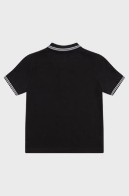 Kids' polo shirt in cotton piqu&eacute; with embroidered logo, Black