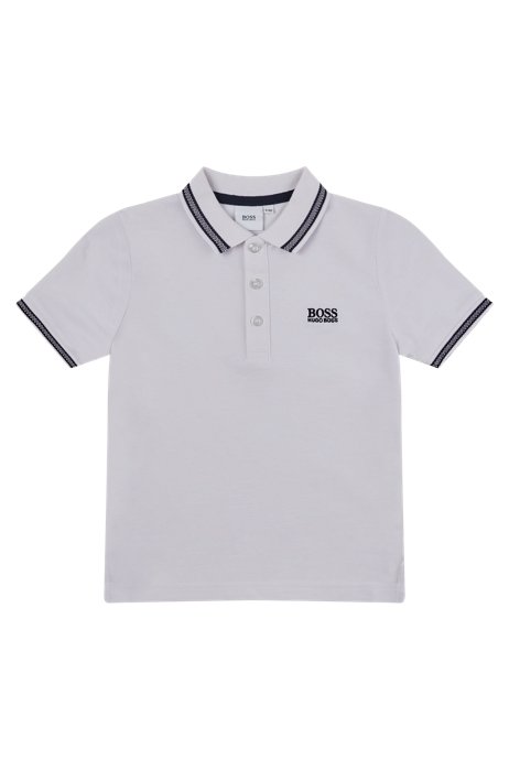 Kids-Poloshirt aus Baumwoll-Piqué mit Logo-Stickerei, Weiß