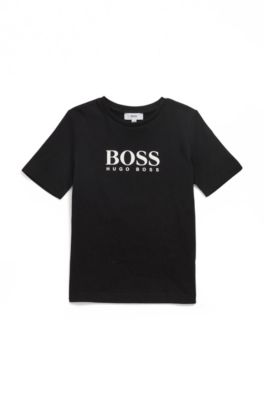 Kids' logo T-shirt in single-jersey cotton, Black