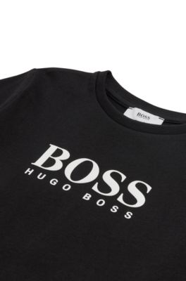 Kids' logo T-shirt in single-jersey cotton, Black