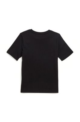 Kids' logo T-shirt in single-jersey cotton, Black
