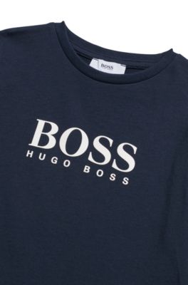 Maglia a maniche lunghe per bambini in cotone con logo stampato HUGO BOSS Bambino Abbigliamento Top e t-shirt T-shirt T-shirt a maniche lunghe 