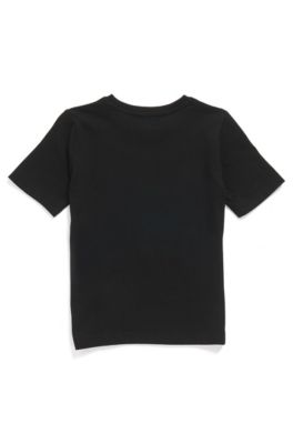 Kids' T-shirt in cotton jersey with embroidered logo, Black