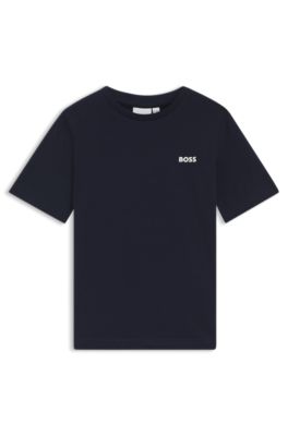 T-shirt per bambini regular fit in cotone con logo stampato, Nero