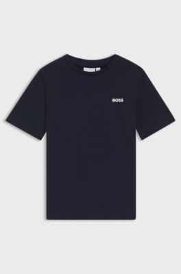 Kids' regular-fit T-shirt in cotton with logo print, Black