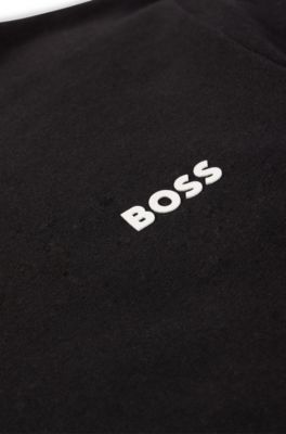 Kids' regular-fit T-shirt in cotton with logo print, Black