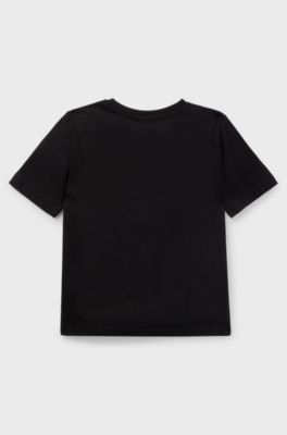Kids' regular-fit T-shirt in cotton with logo print, Black