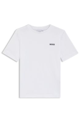Kids' regular-fit T-shirt in cotton with logo print, White