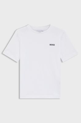 Kids' regular-fit T-shirt in cotton with logo print, White