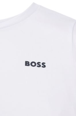 Kids' regular-fit T-shirt in cotton with logo print, White