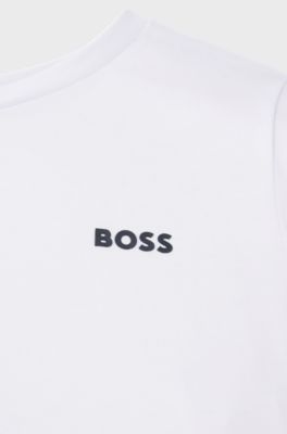 Kids' regular-fit T-shirt in cotton with logo print, White