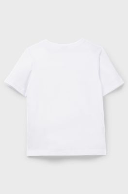 Kids' regular-fit T-shirt in cotton with logo print, White