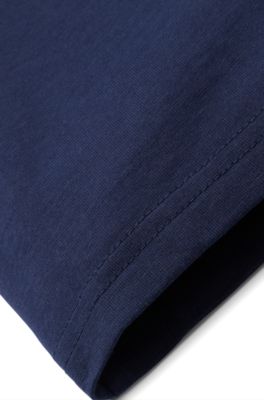 Kids' regular-fit T-shirt in cotton with logo print, Dark Blue