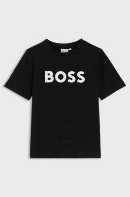 T-shirt en jersey de coton pour enfant, avec logo contrastant, Noir