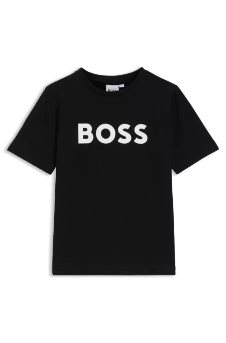 Camiseta para niños en punto de algodón con logo en contraste