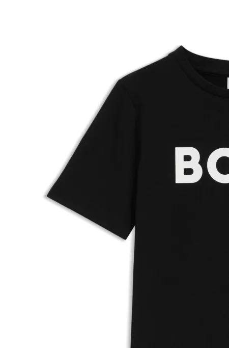 Camiseta para niños en punto de algodón con logo en contraste