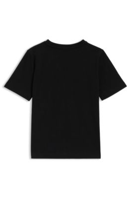 T-shirt per bambini in jersey di cotone con logo a contrasto, Nero