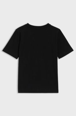 키즈 콘트라스트 로고 코튼 저지 티셔츠, 블랙