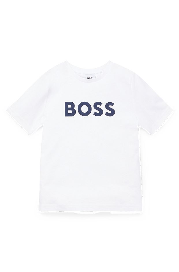 Kids' T-shirt in cotton jersey with contrast logo, White