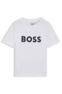 Kids' T-shirt in cotton jersey with contrast logo, White
