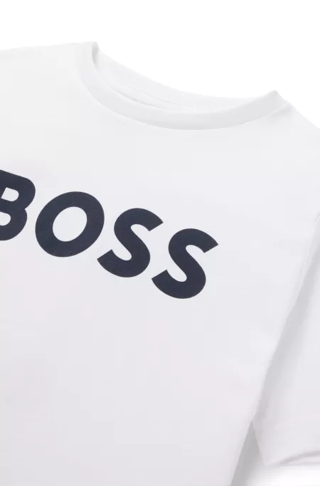 Camiseta para niños en punto de algodón con logo en contraste