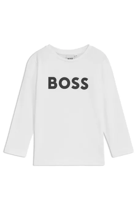 Camiseta de manga larga para niños en algodón con logo en contraste