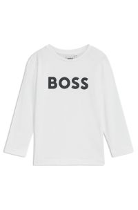 Kids-Longsleeve aus Baumwolle mit Kontrast-Logo, Weiß