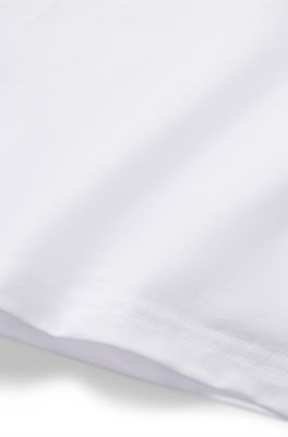 Maglia a maniche lunghe per bambini in cotone con logo a contrasto, Bianco