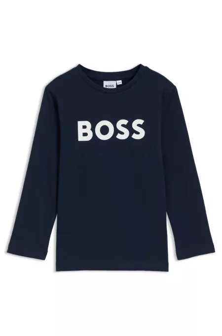 T-shirt à manches longues en coton pour enfant avec logo contrastant