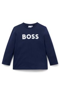 Kids-Longsleeve aus Baumwolle mit Kontrast-Logo, Dunkelblau