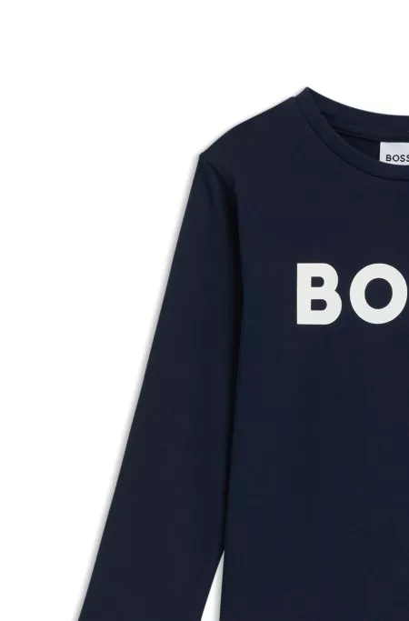 T-shirt à manches longues en coton pour enfant avec logo contrastant