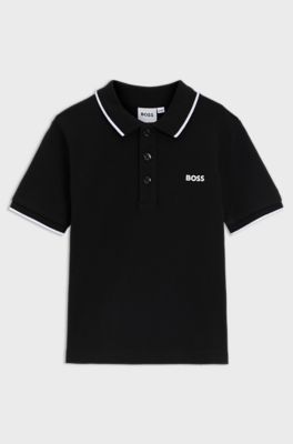 Kids' cotton polo shirt, Black