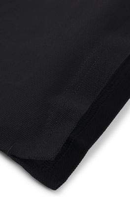 Polo per bambini in piqu&eacute; di cotone con logo stampato, Nero