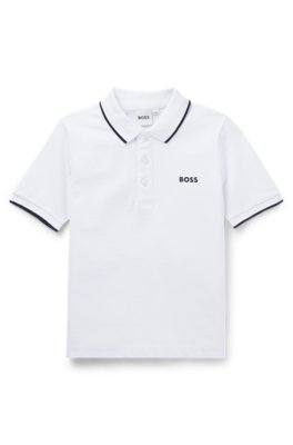 Boss Bianco Polo Per Bambini In Cotone