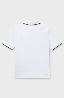 Polo en piqu&eacute; de coton &agrave; logo imprim&eacute; pour enfant, Blanc