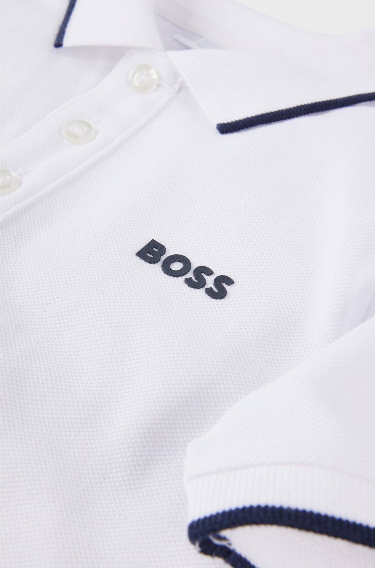 Kids' polo shirt in cotton piqué with printed logo, White