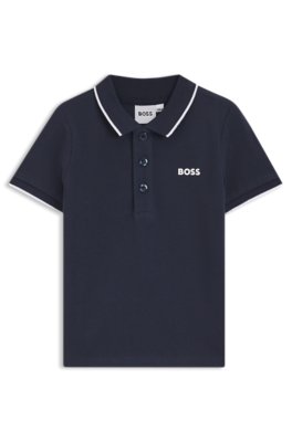 Boss Blu Scuro Polo Per Bambini In Cotone